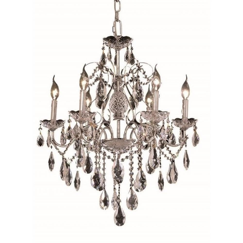 Elegant Lighting 2016D24C/RC 6-Light Crystal Chandelier, Chrome Finish, Clear Crystals