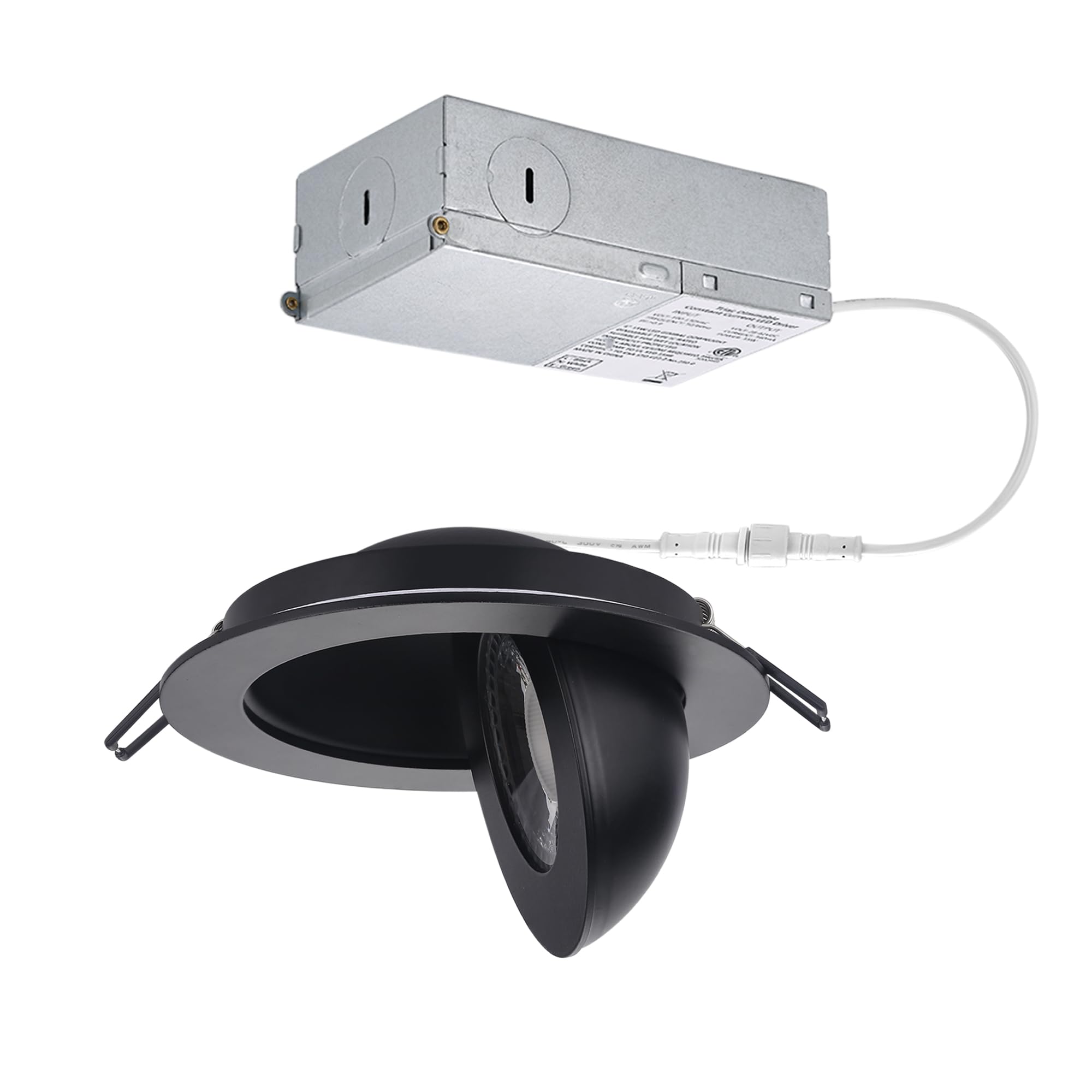 POPANU 4 Eyeball Recessed Gimbal - 4 inch 9W Canless Gimbal Ceiling Spotlight Black Trim 90 Tilt Swivel Eyeball Lighting Wafer S