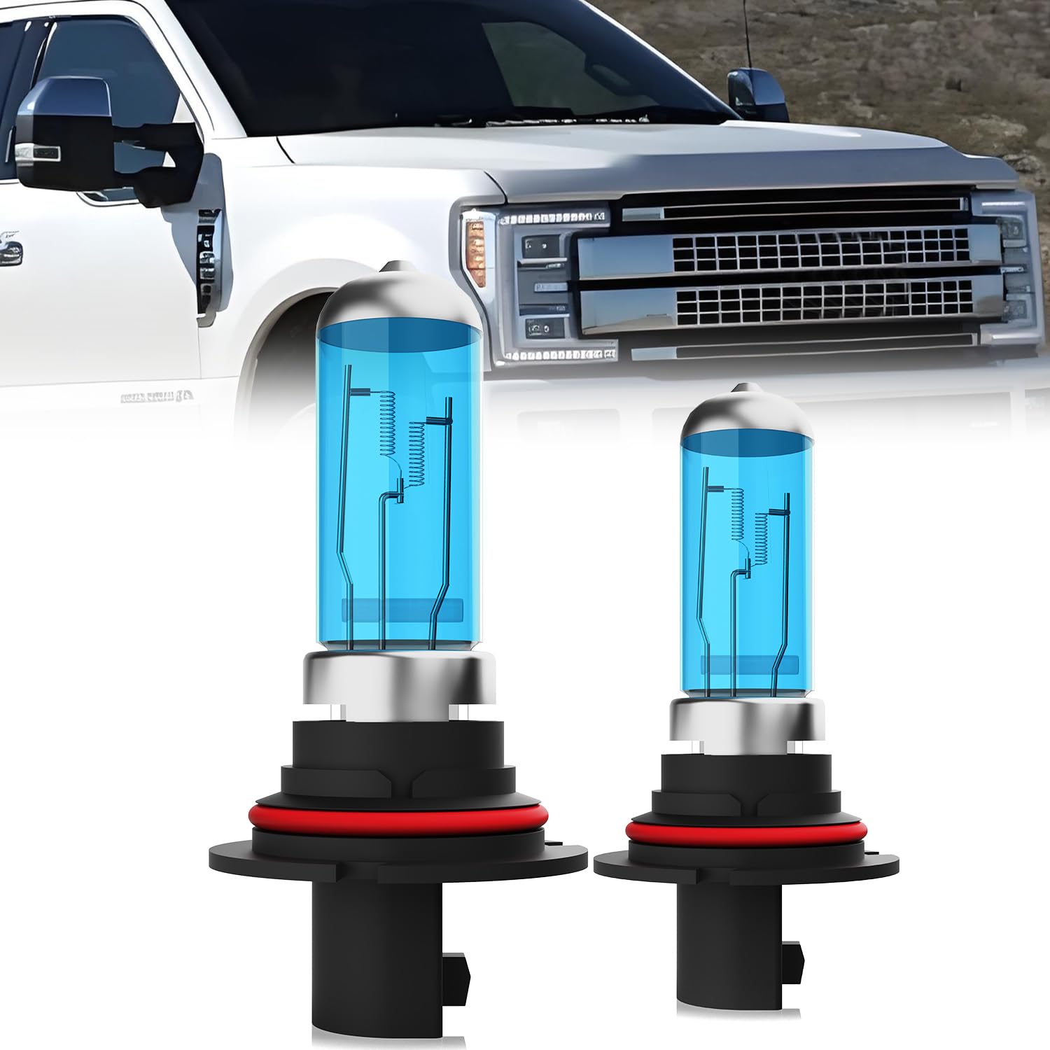 LECCIBUB Headlight Bulbs Compatible With Ford F250 1992-1993, 9007 High Low Beam Halogen Light Bulb Combo, Super Bright 6000K Wh