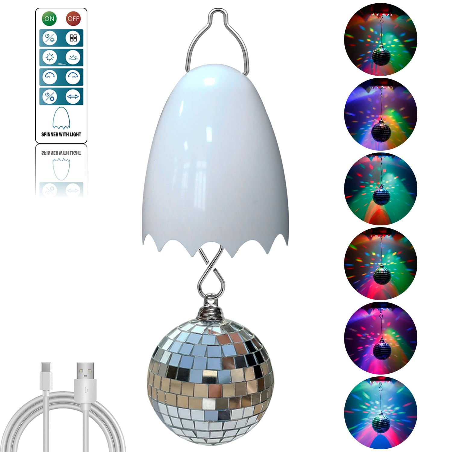 Katinyos Disco Ball Motor with Remote Control, 3 Speeds, White, Model motor01