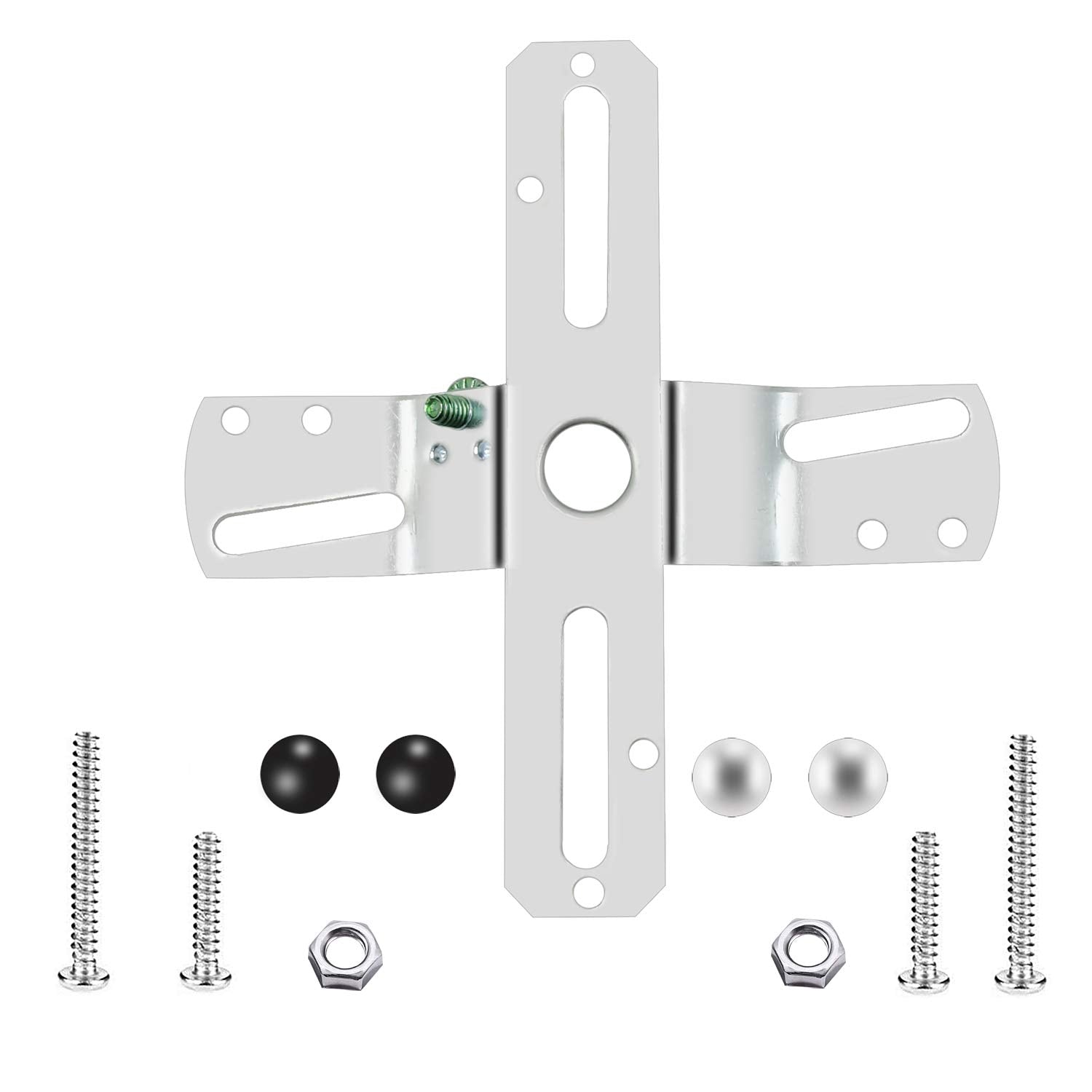 Ecudis 4&quot; Silver Cross-Shaped Universal Light Fixture Crossbar With Screws & Nuts