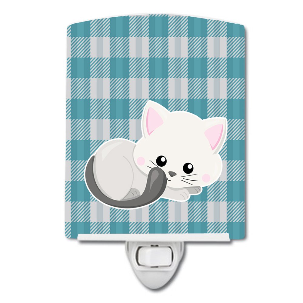 Carolines Treasures BB6883CNL White Kitten Ceramic Night Light Compact, UL-Certified, Ideal for Bedroom, Bathroom, Nursery, Hal