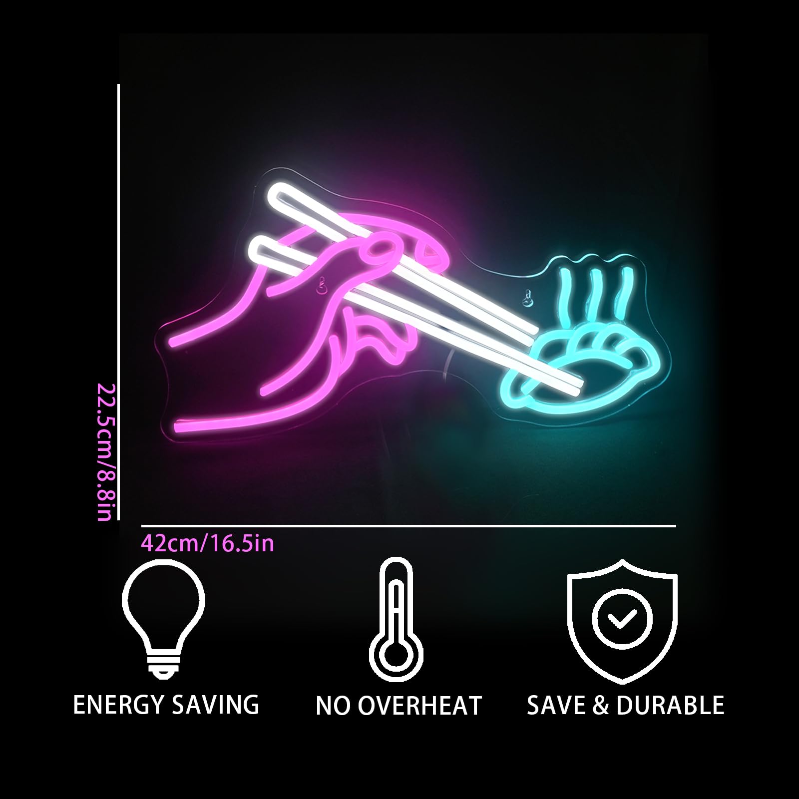 FAXFSIGN LED Neon Sign for Dumpling Shop - 16.54inx8.86in, Colorful Acrylic Wall Decor, Model WX-NL-2024042903