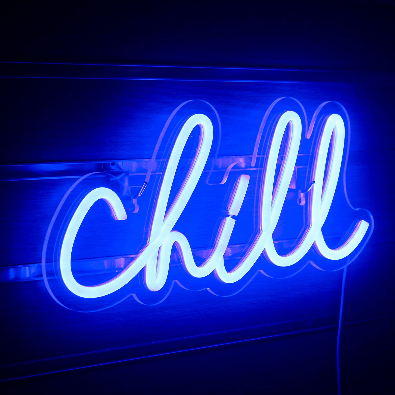 Wanxing Neon Sign - Chill Blue LED Wall Decor, USB Powered, 14.2in  x 6.9in , Model NS-chill