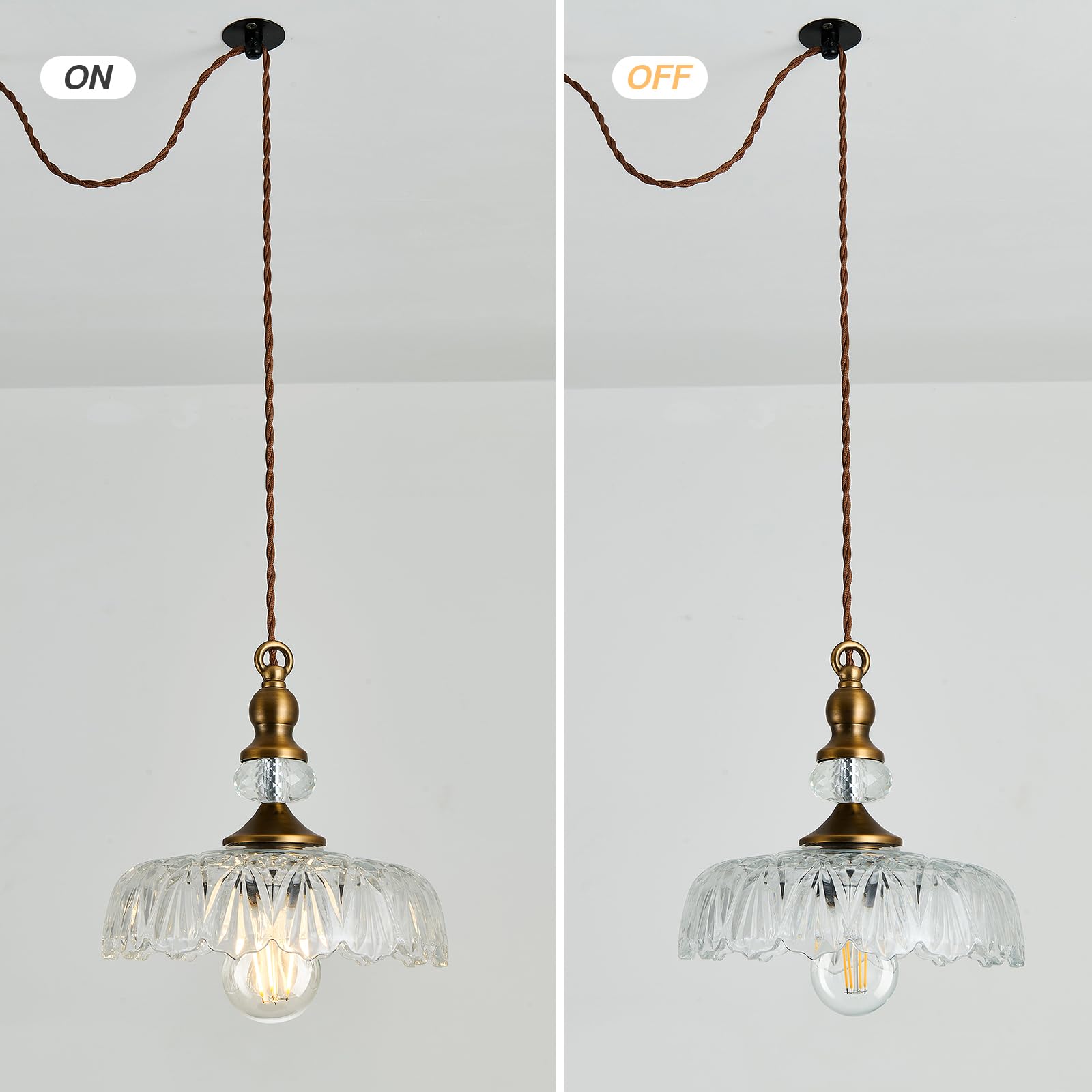 Cvkash Vintage Brass Pendant Light Fixture - Adjustable Gold Chandelier For Home & Dining Room