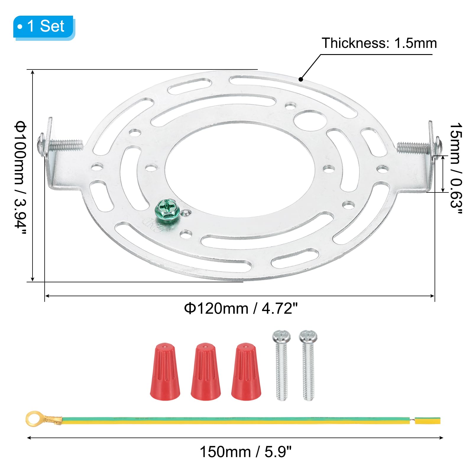 PATIKIL Universal Light Fixture Mounting Bracket Kit, 120mm, Galvanized Carbon Steel, Silver Tone, Model 7b216094-b603