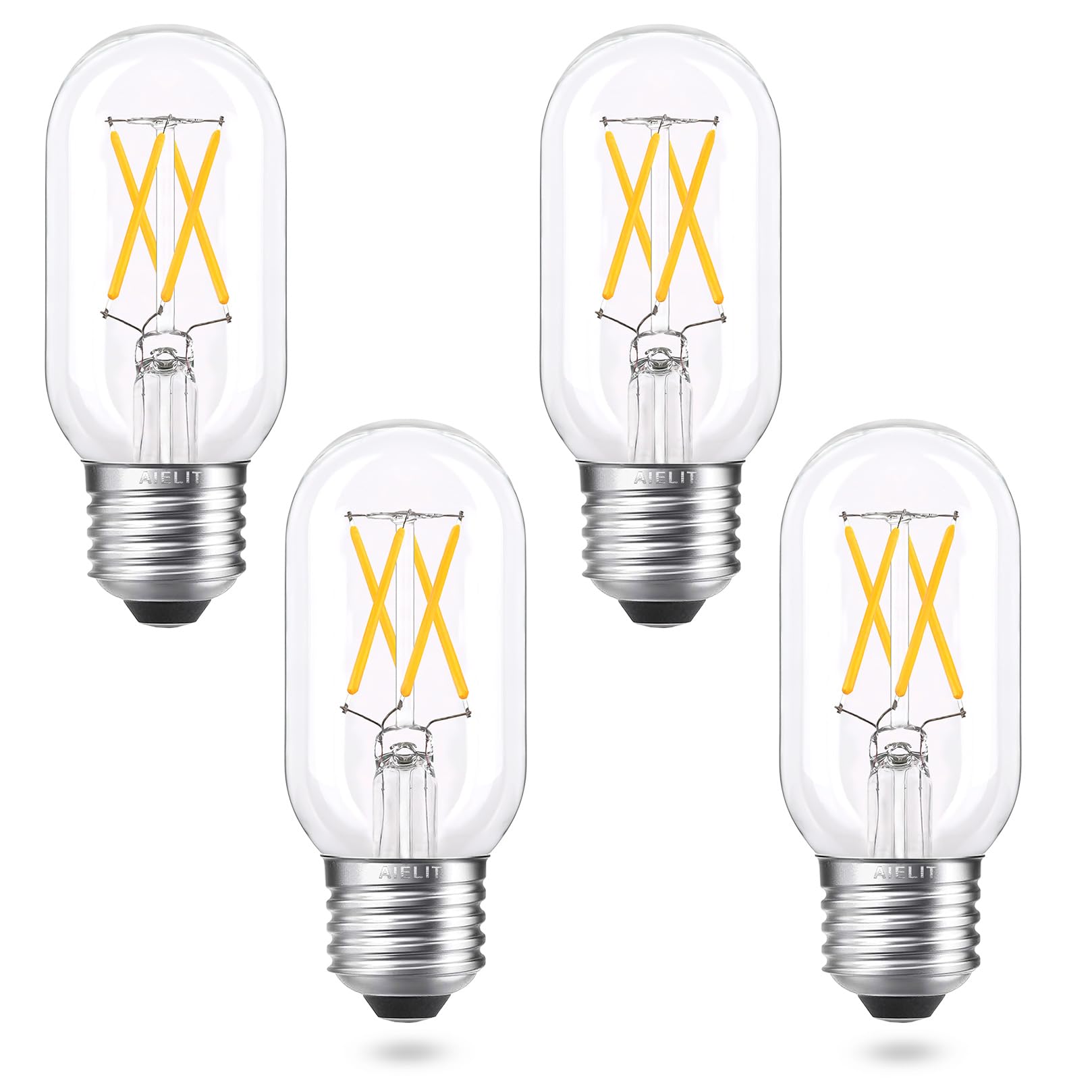 Aielit 40 Watt Equivalent Led Bulb, E26 Base, Energy Efficient 4W, Soft Warm White 3000K Dimmable 400Lm Tubular T14 T45 Edison L