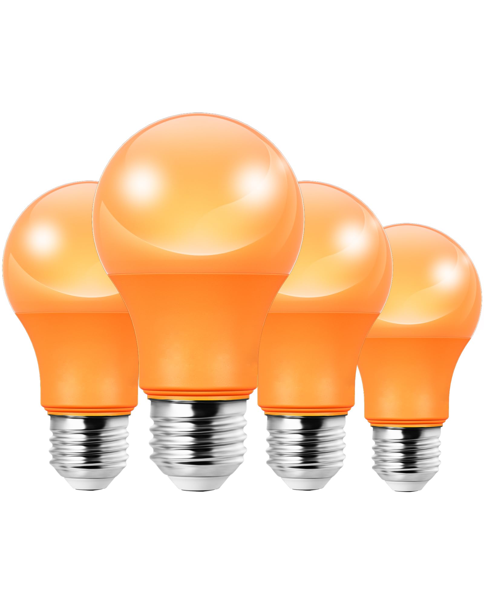 Edishine A19 Orange Led Light Bulbs, 9W (60W Equivalent), E26 Base, 4 Pack, Etl Listed For Christmas Decorations