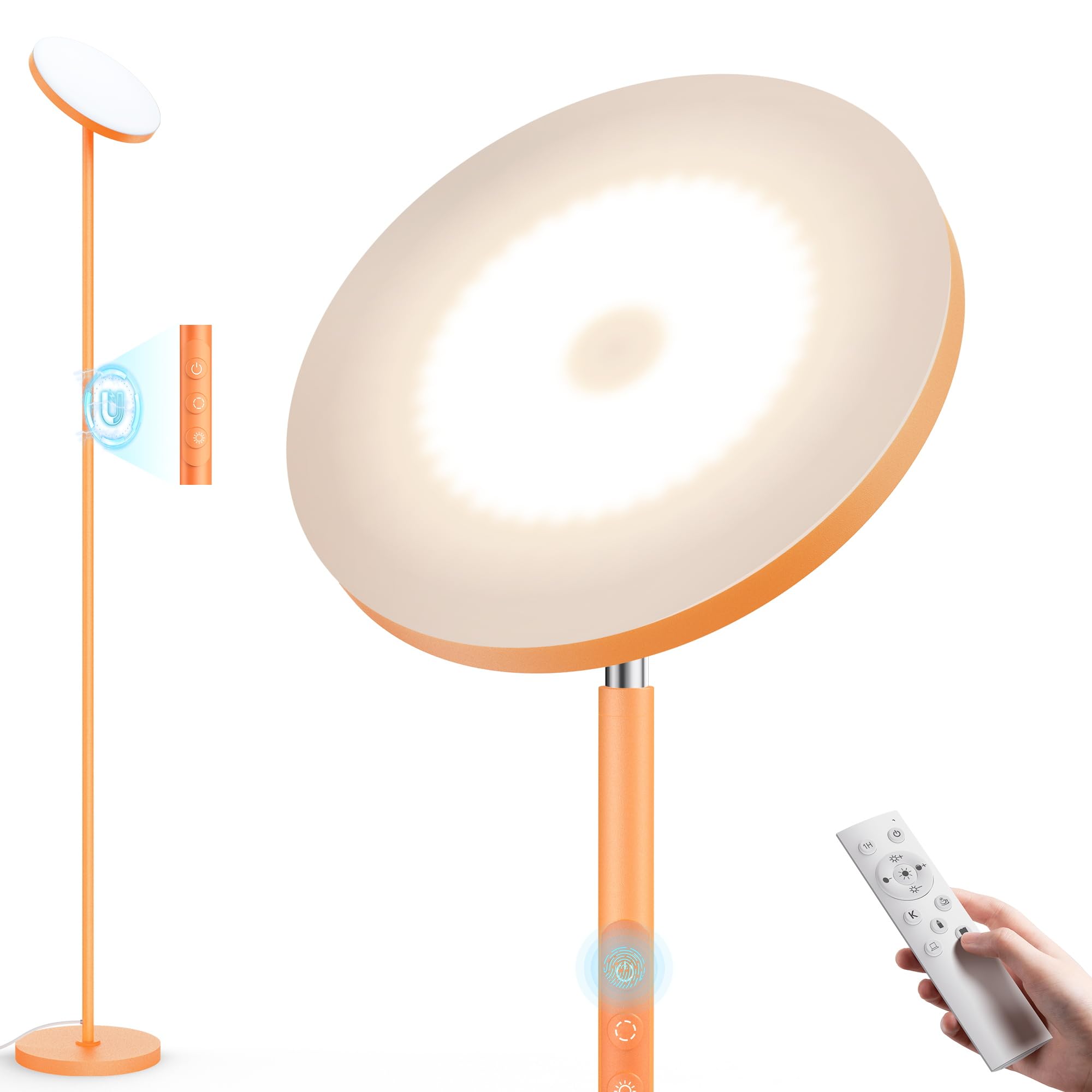 Floor Lamp,Bright 36W 3500LM Standing Lamp with Remote, 2700K Soft White to 6500K Cool White Adjustable,Touch Control Dimmable T