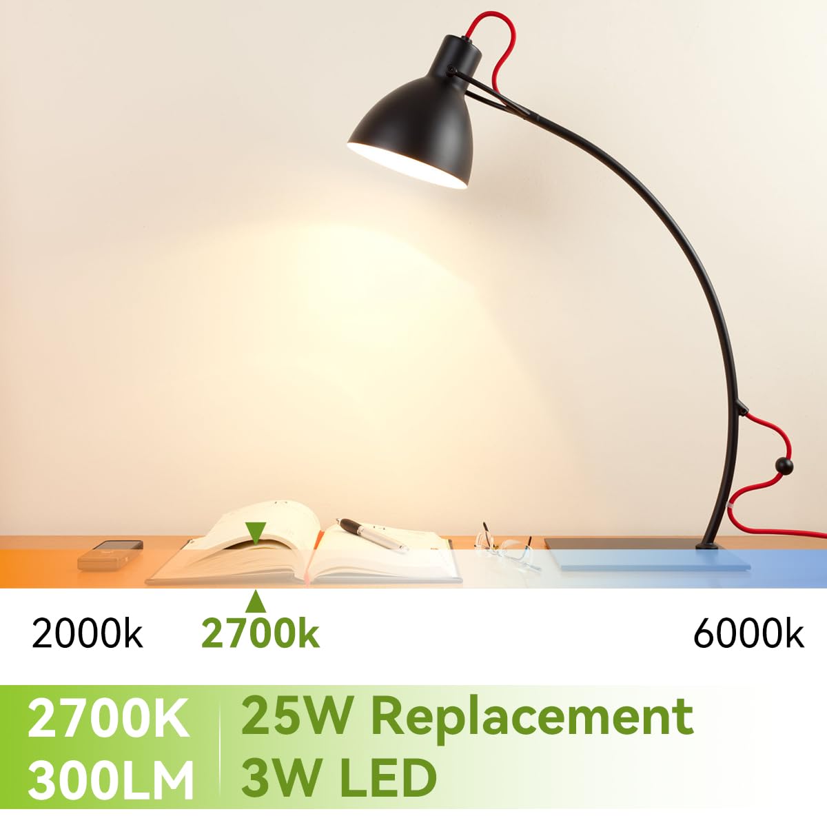 ProPOW A15 LED Light Bulbs 25W Equivalent, 2700K Soft White, 3W, 12 Pack, Plastic