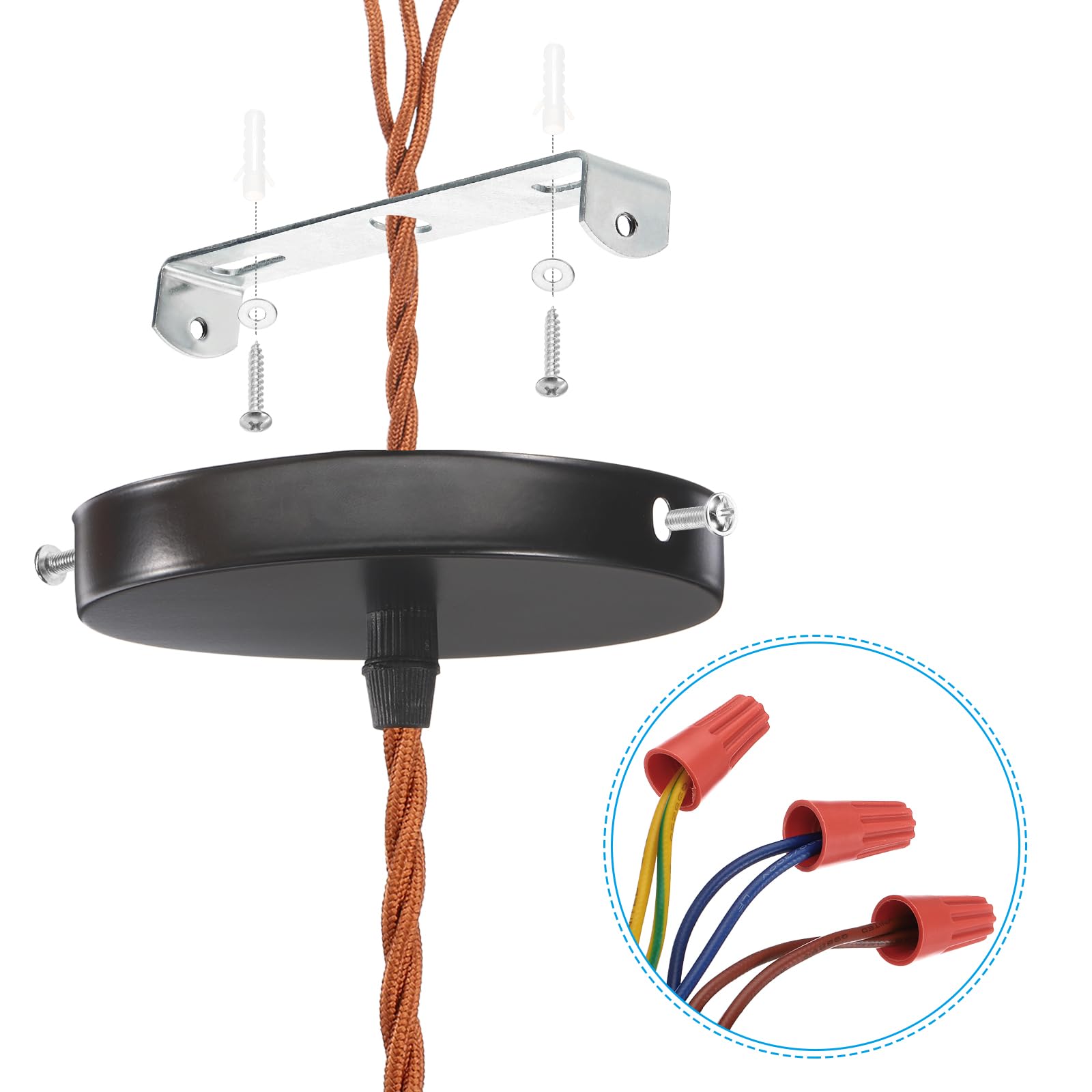 Patikil 110Mm (4.3'') Universal Light Fixture Mounting Bracket Kit, 3 Set Light Crossbar Ceiling Light Plate With Screw For Wall