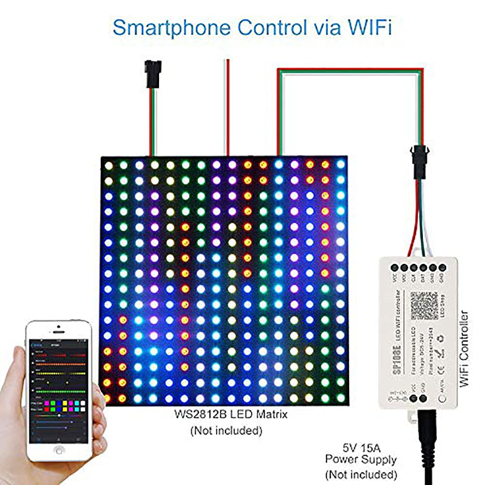 RGBZONE WiFi LED Controller, Smart APP Control, Compatible with WS2812B/WS2811/WS2815/WS2801, Multicolor, Model 4334417650