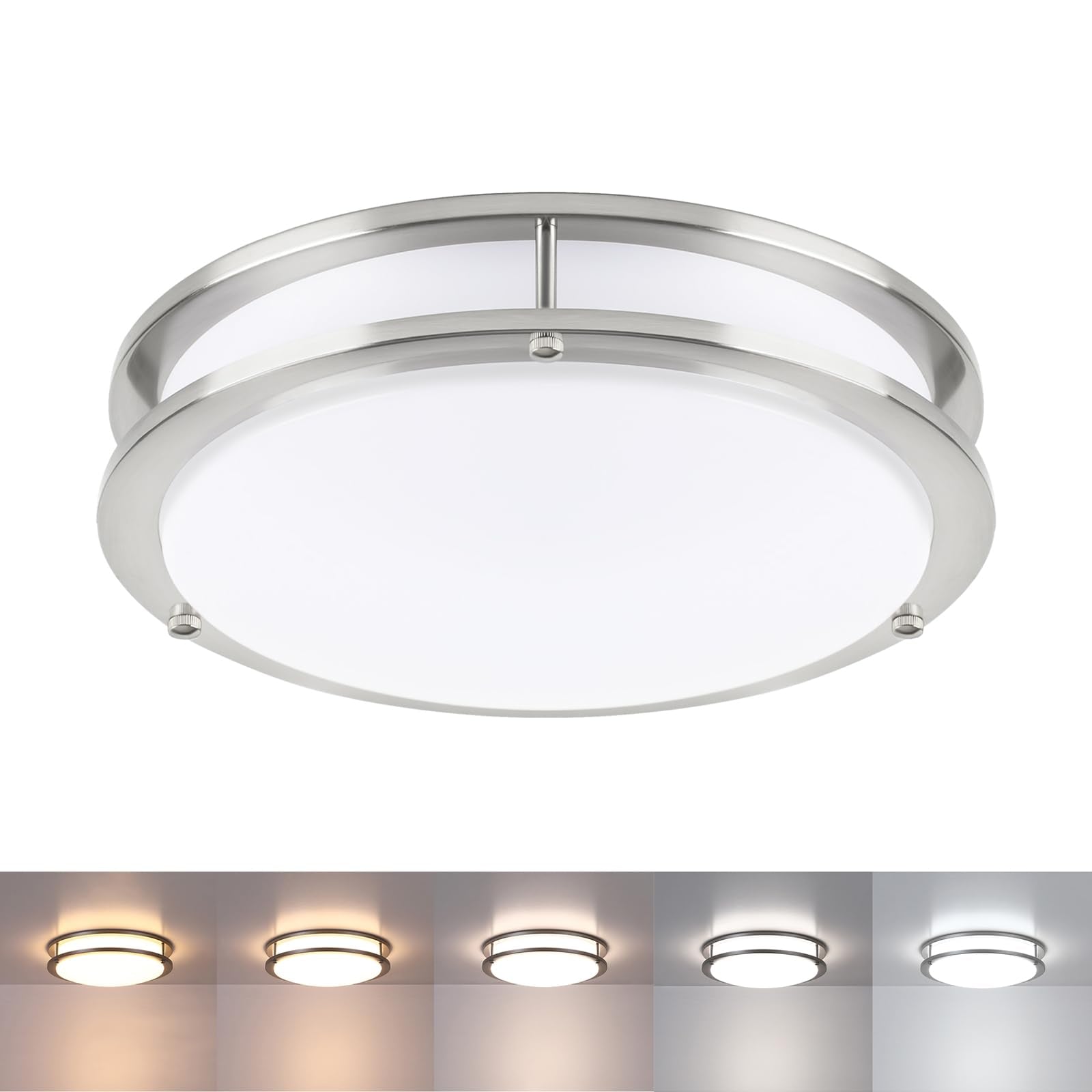 Flush Mount LED Ceiling Light Fixture, 23W, 13 Inch Flush Mount LED Ceiling Light with 5CCT(2700K/3000K/3500K/4000K/5000K Adjust