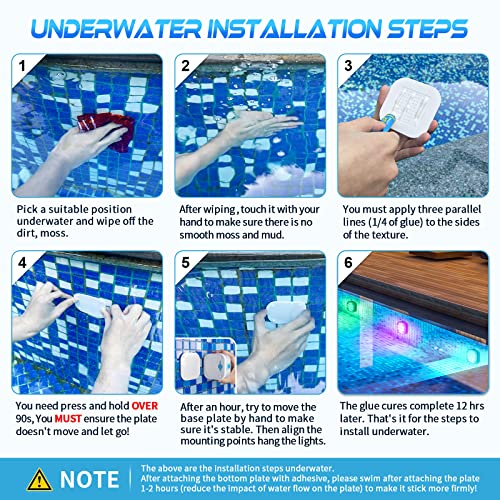VIDOME Rechargeable Pool Lights with Remote, IP68 Waterproof, 16 Color Changing, Submersible LED Lights for Bathtubs & Party Decor (4 Set)