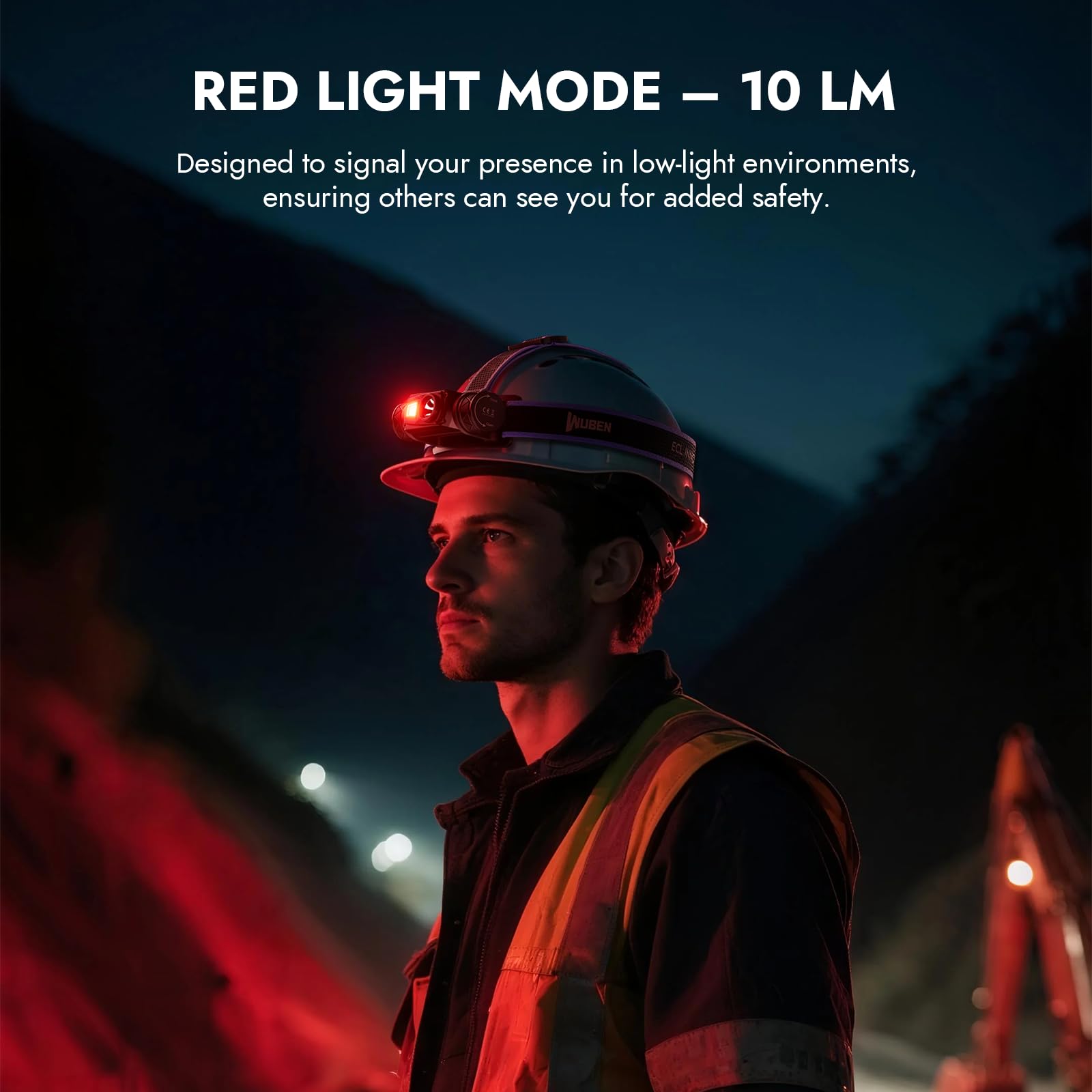 WUBEN H1 Pro Rechargeable Headlamp, 1200 High Lumen Ultra Bright LED Head Lamp, 11 Modes 180Adjustable IP68 Headlight with Red L