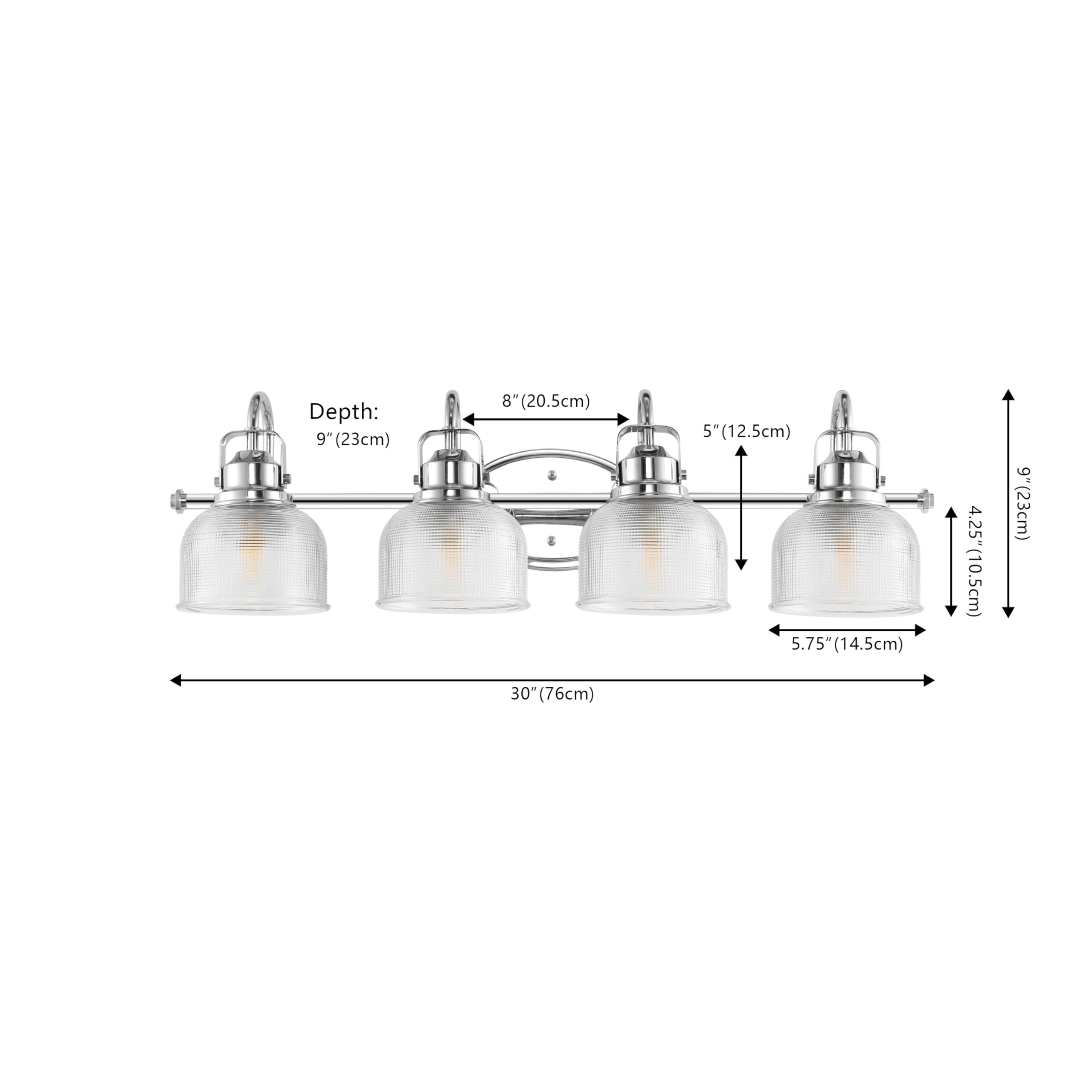 Jonathan Y 30 4-Light Chrome Metal/Glass Led Vanity Light, Model Jyl7902A, Traditional Style For Living Room, Dining Room, Bedroom, Bathroom