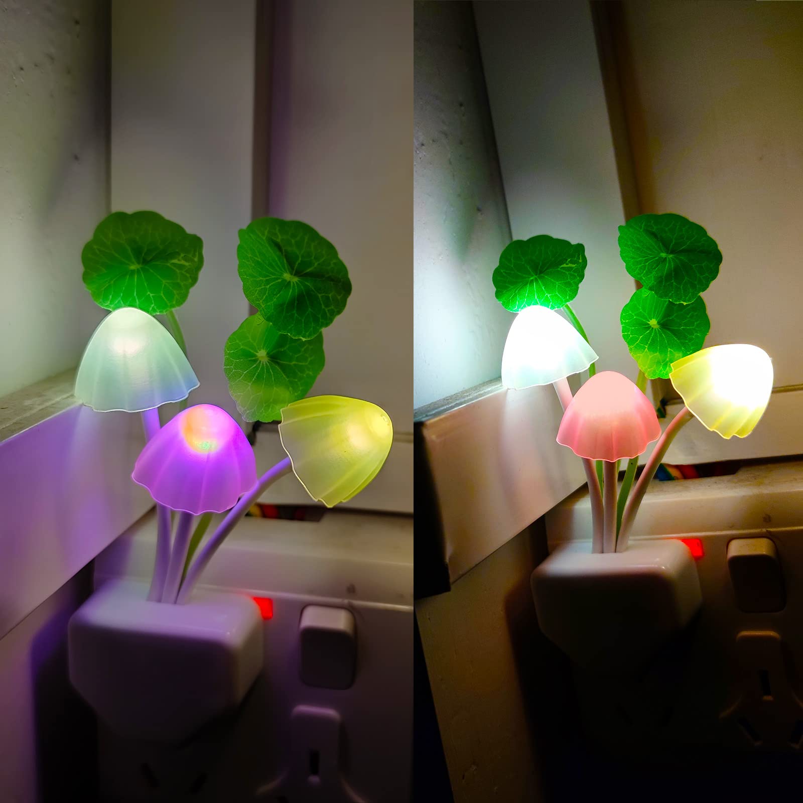 Ausaye Night Light Plug Into Wall,Auto Nightlights Led 7 Colors Cute Lamp Mushroom Light Led Night Light For Kids,Adults,Bedroom