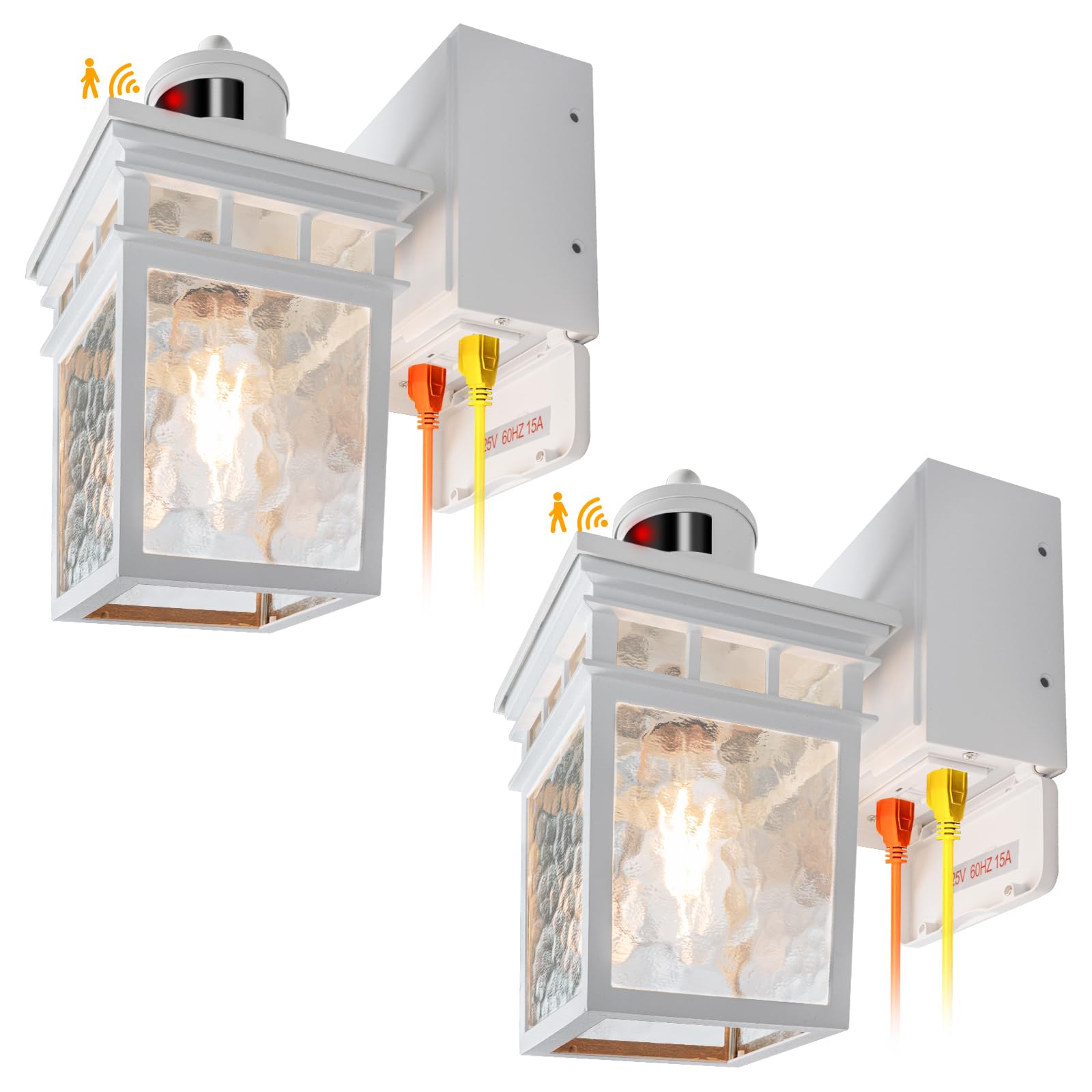 Vioaoeafa 2 Pack Porch Light Outdoor With Gfci Outlet - 3 Lighting Modes Exterior Light Fixture, Dusk To Dawn Motion Sensor Wall