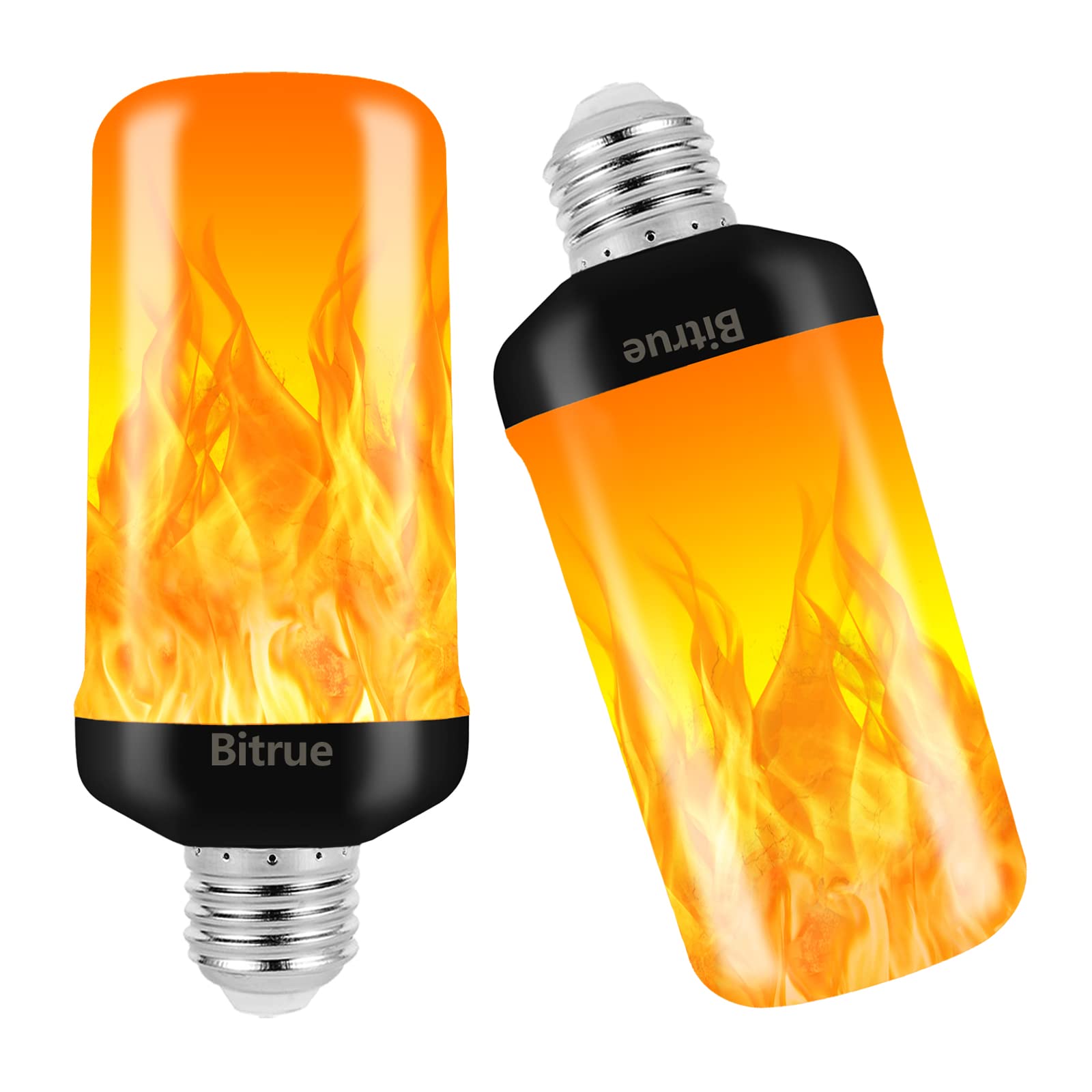 Bitrue ?Upgraded Flame Light Bulbs,LED Flame Effect Light Bulb, E26 Base,4 Modes Flickering Light Bulbs, Fire Light Bulb with Gr