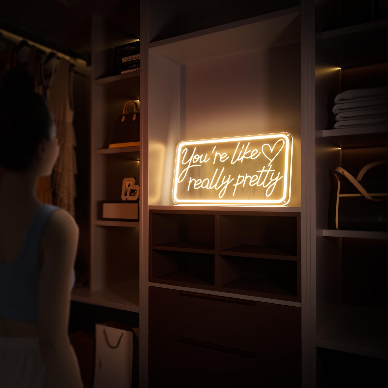 welltodo Neon Sign, Youre Like Really Pretty, Warm White LED Light, 15.95W×8.75H inches, Acrylic Wall Decor for Bedroom