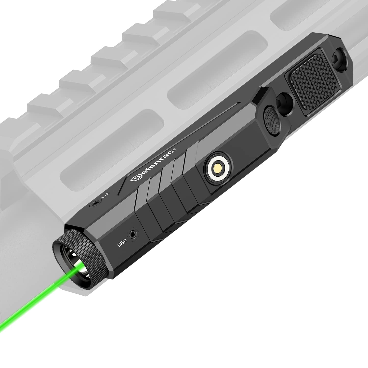 DEFENTAC 1600 Lumens Green Laser Light Combo with Momentary and Strobe for Sporting Equipment  Weapon Light with Built-in Pressure Switch Compatible with MLok Rail  Rechargeable