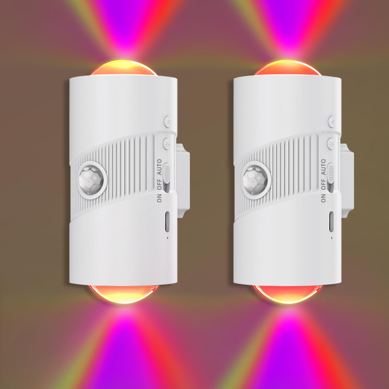 XXMANX Rechargeable RGB Motion Sensor Night Light, Color Changing LED Wall Lamp with Stick-on Magnet, 4-Level Adjustable Brightn