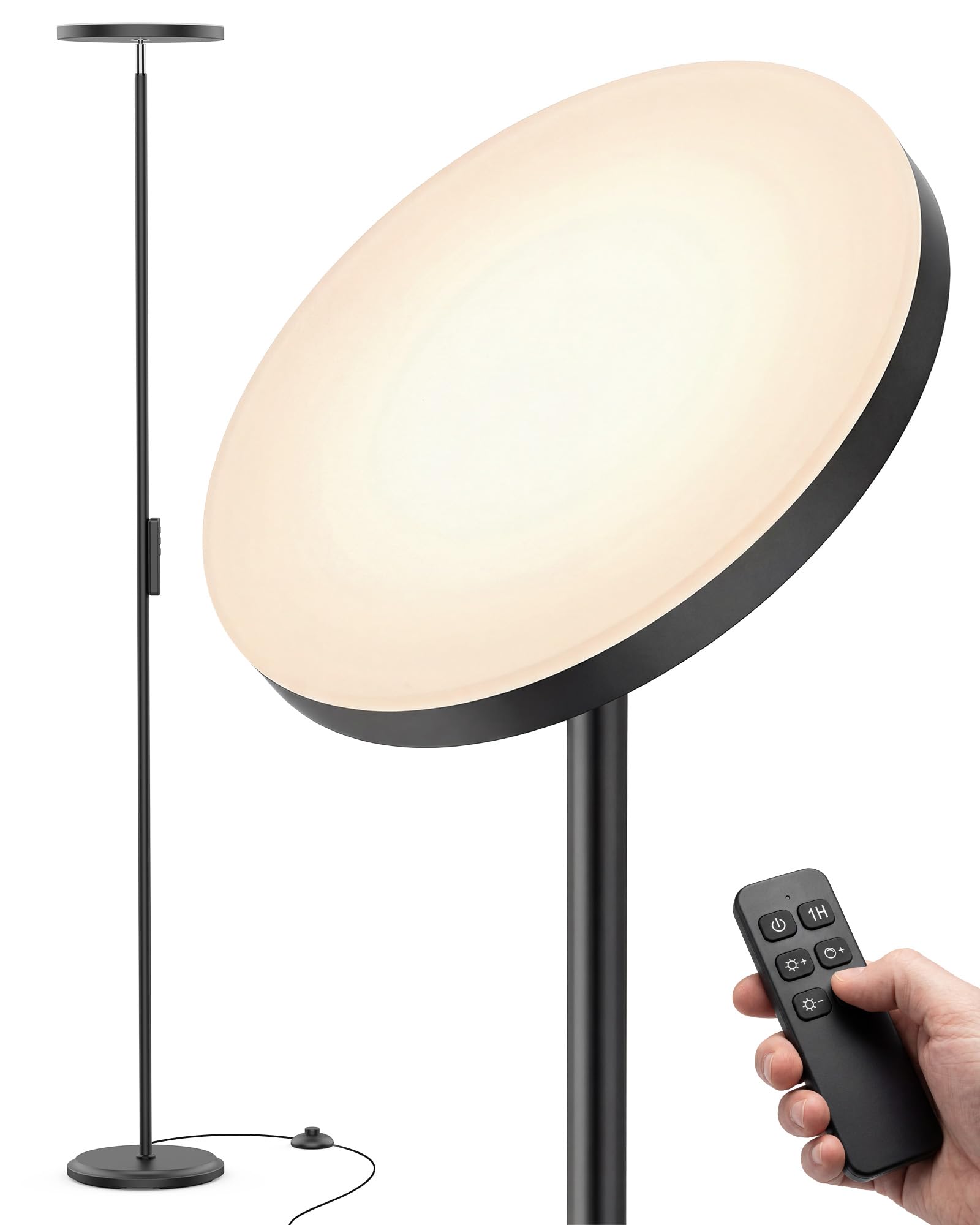Natapai Floor Lamps for Living Room, 69 Tall LED Lamp, 2800LM Standing Lamp Remote & Foot Switch with 1H Timer, 2700-6500K Stepl