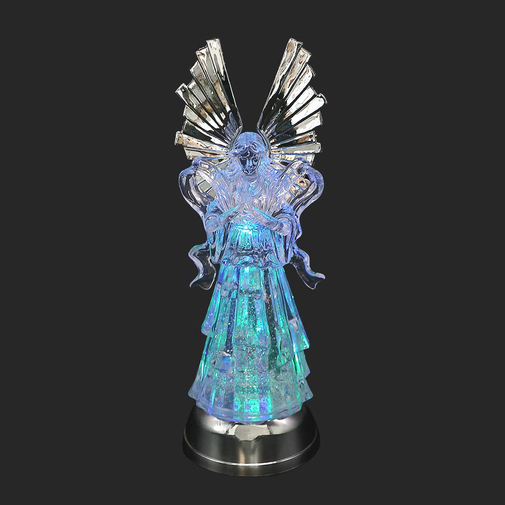 Wondise 14 Color Changing Lighted Water Lamp with 6 Hour Timer, Battery Operated LED Angel Lights Swirling Water Glitter Christm