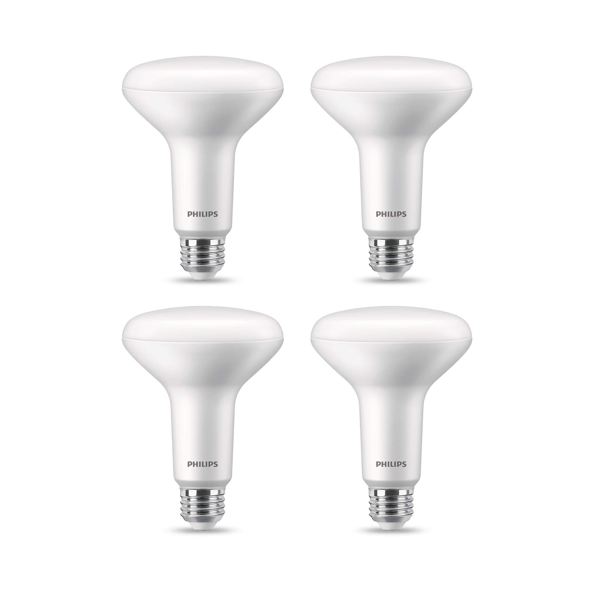 Philips LED BR30 Dimmable Bulbs, 1400 Lumen, Warm Glow, EyeComfort, E26 Base, 15W=100W, 4-Pack, Model 558
