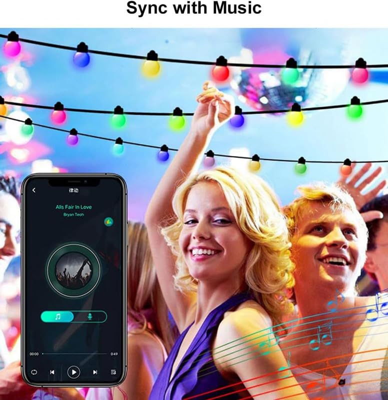 Hoofun 33Ft Smart Fairy Lights - Usb Powered Color Changing Globe String Lights, Bluetooth & Remote Control, Multicolor, Indoor/Outdoor