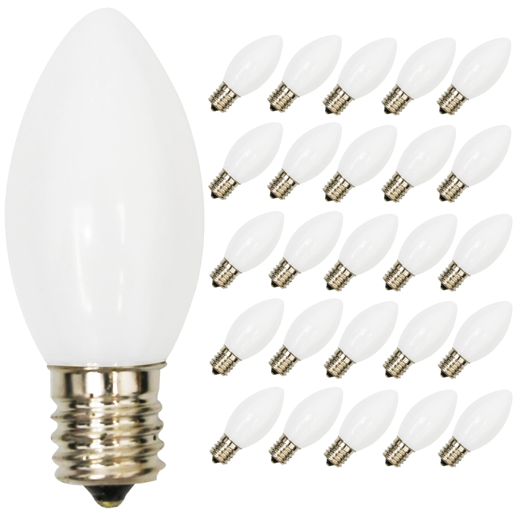 Sunsgne 25 Pack C9 Incandescent Christmas Light Bulbs, 7 Watt Night Light Bulbs For Outdoor String Lights, Candle Lamps, Night L