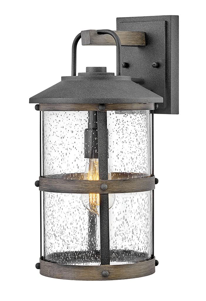 Hinkley Lakehouse Medium Wall Mount Lantern, 1-Light, Aluminum, Aged Zinc with Driftwood Gray Accents, Model 2684DZ