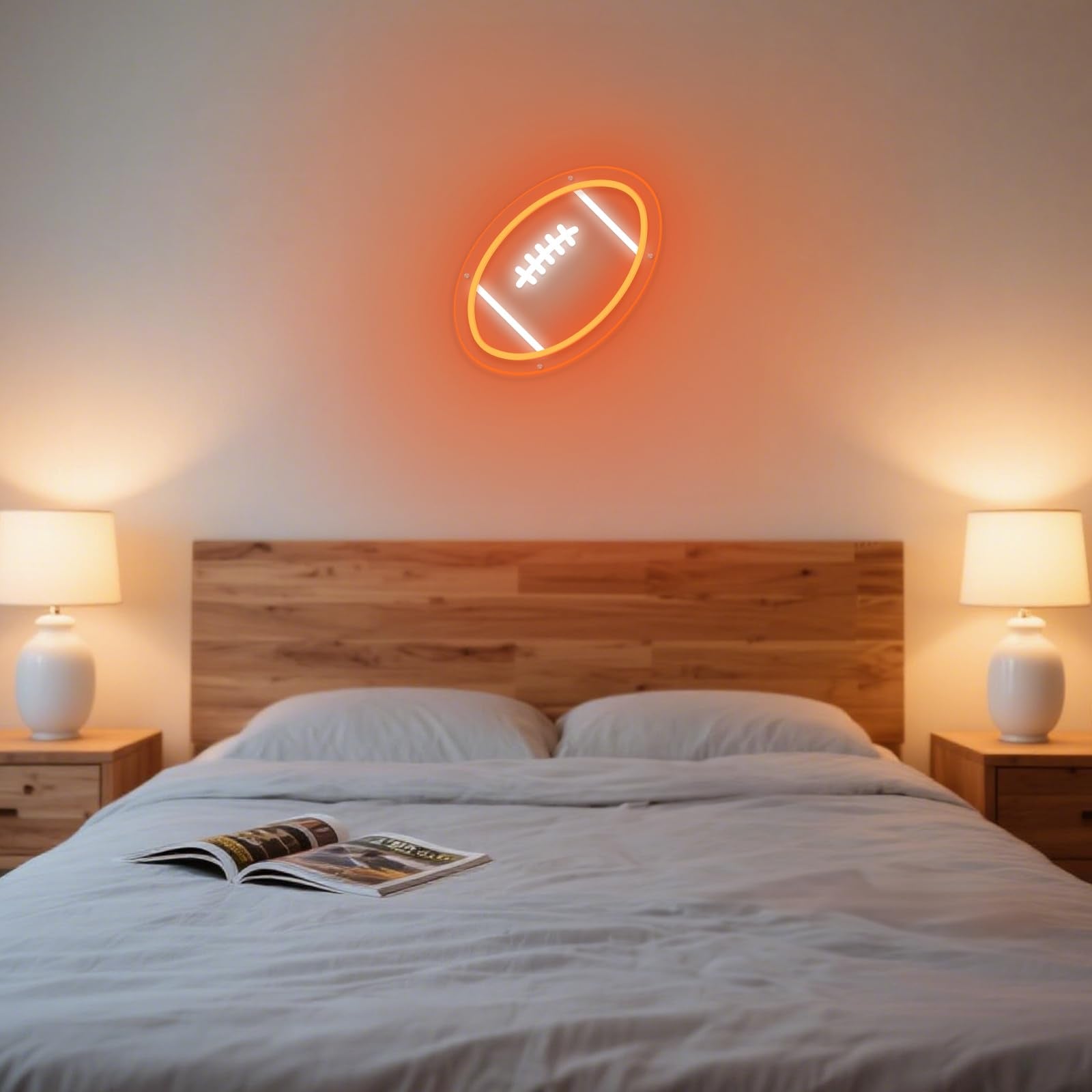 Mupanvid Football Neon Sign  9.84?9.84 Inch Football Led Neon Light  Powered By Usb With Dimmable Switch  Sport Led Sign For Wall Decor  Bedroom Birthday Signs Kids Gift