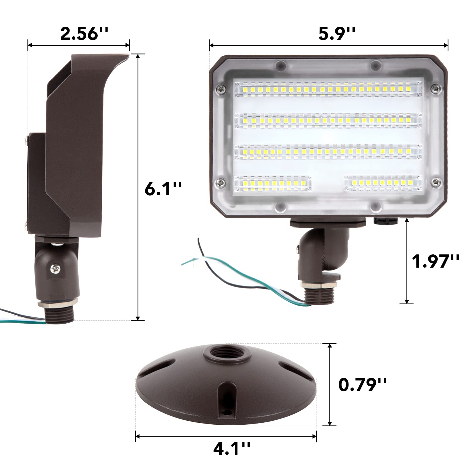 Paktonvo 60W Led Flood Light With Knuckle, Outdoor Flood Light Dusk To Dawn Photocell 5000K 7800Lm Ac100-277V Equivalent 600W, E