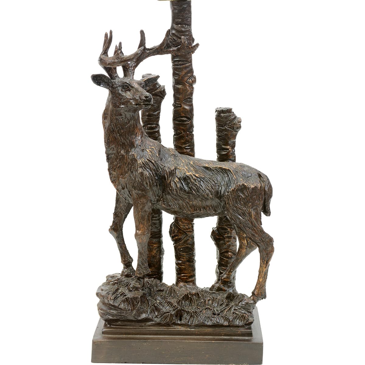 Black Forest Decor Bronze Deer Table Lamp - Rustic Lodge Desk Lamp For Cabin Or Living Room