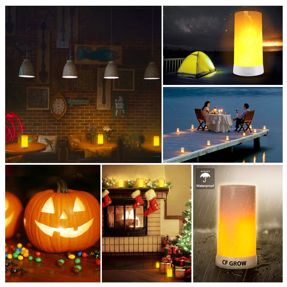 Cfgrow Led Flame Effect Light - Usb Rechargeable, Waterproof, Dimmable Lantern For Halloween Decor