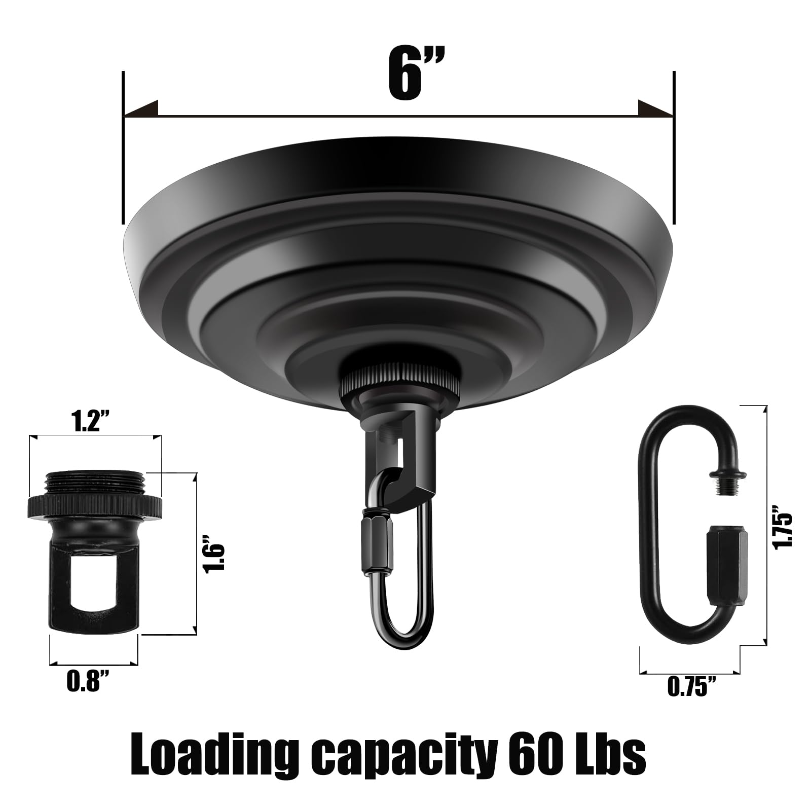 Mayomajo 6 Inch Light Canopy Kit With Heavy Duty, Replacement Cover Plate With Mounting Hardware For Chandelier, Pendant Light,