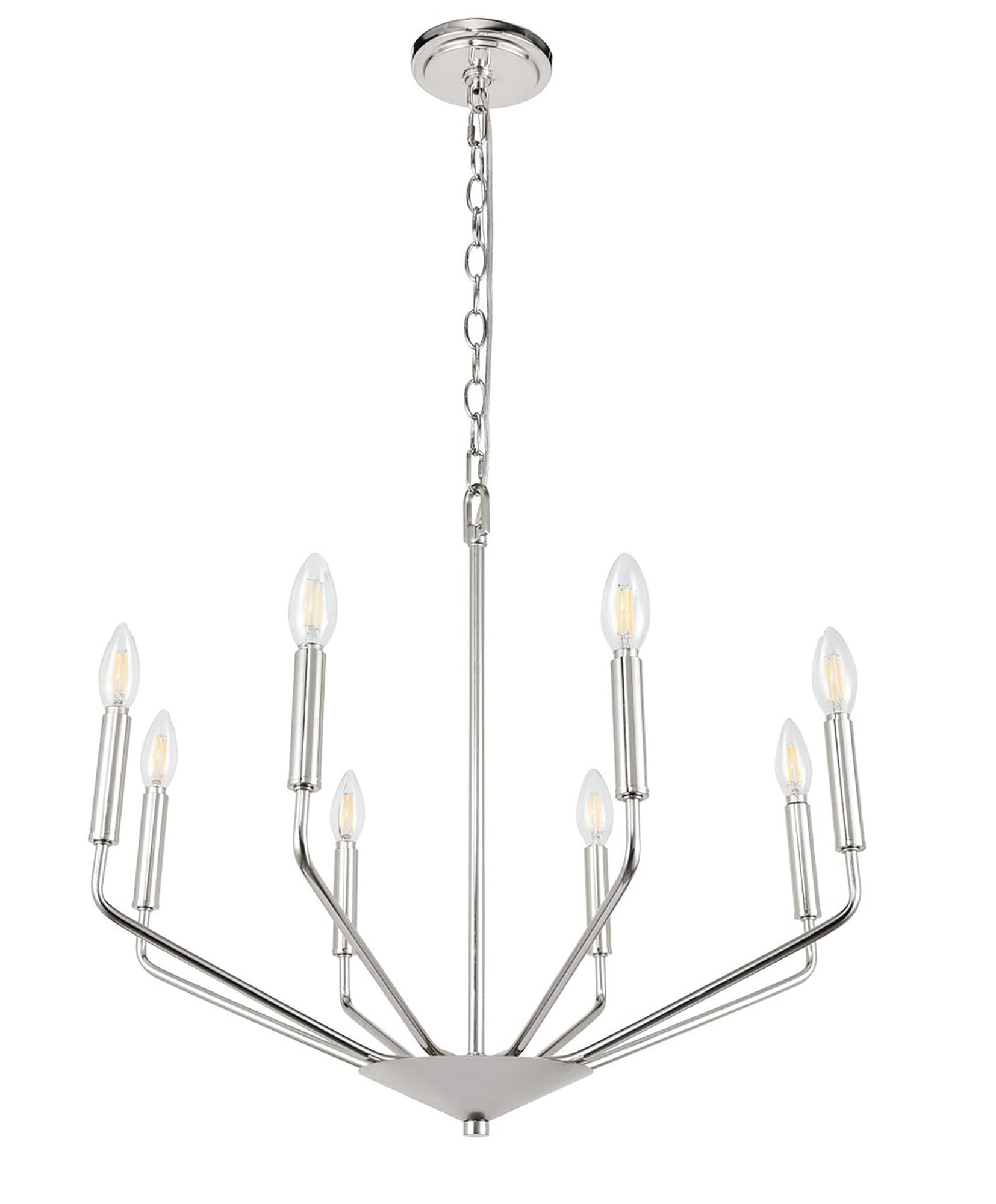 Living District Chrome 8-Light Pendant Ceiling Light - Modern Metal Home Decor, 25&quot;W X 21&quot;H