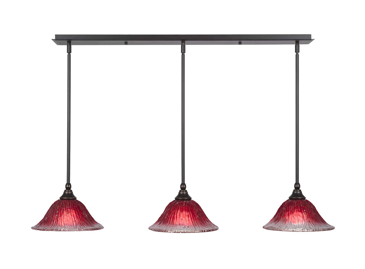 Toltec Lighting 3 Light Linear Pendalier In Dark Granite (36-Dg-736)