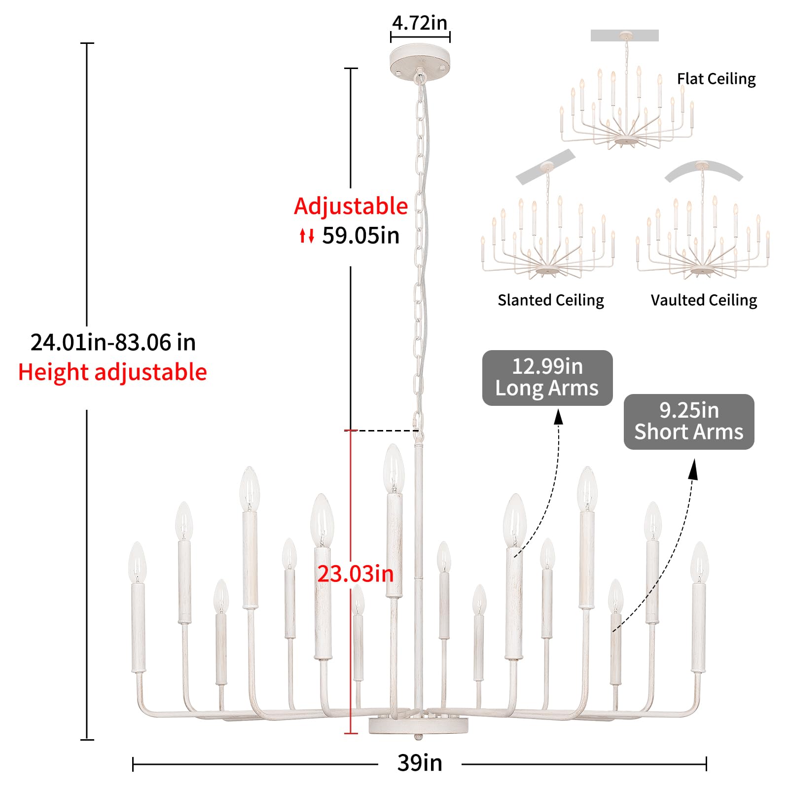 French Country Chandelier  16 Light Farmhouse Chandeliers For Dining Room Lighting Fixtures Hanging  White Chandelier Light Fixture  Industrial Chandeliers For Living Room Kitchen Staircase Foyer