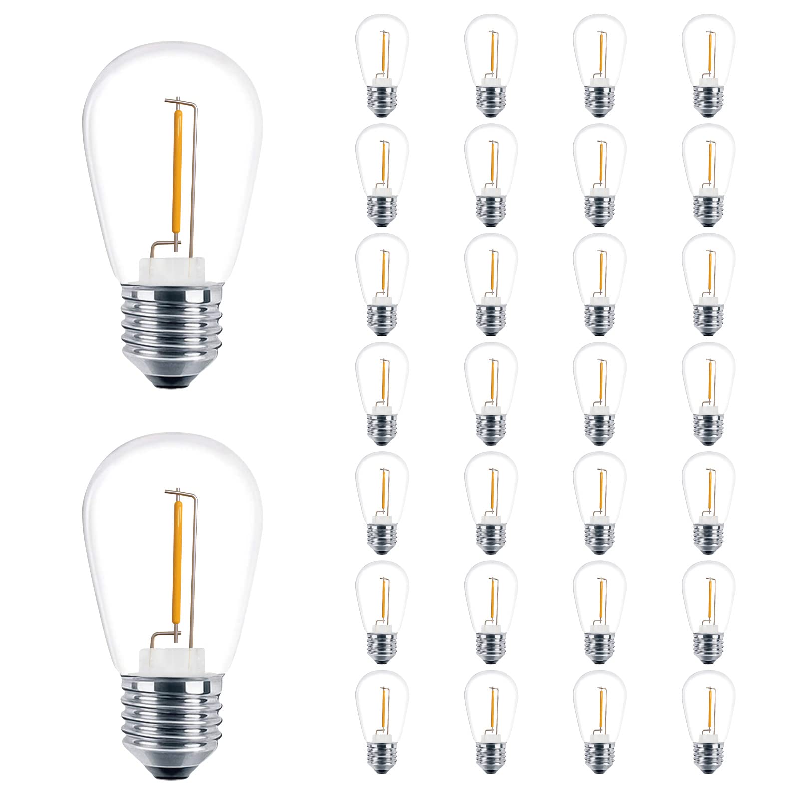 Visterlite 30 Pack S14 Edison Light Bulbs, Shatterproof Led Replacement Bulbs For String Lights, Patio Low Wattage Led Filament