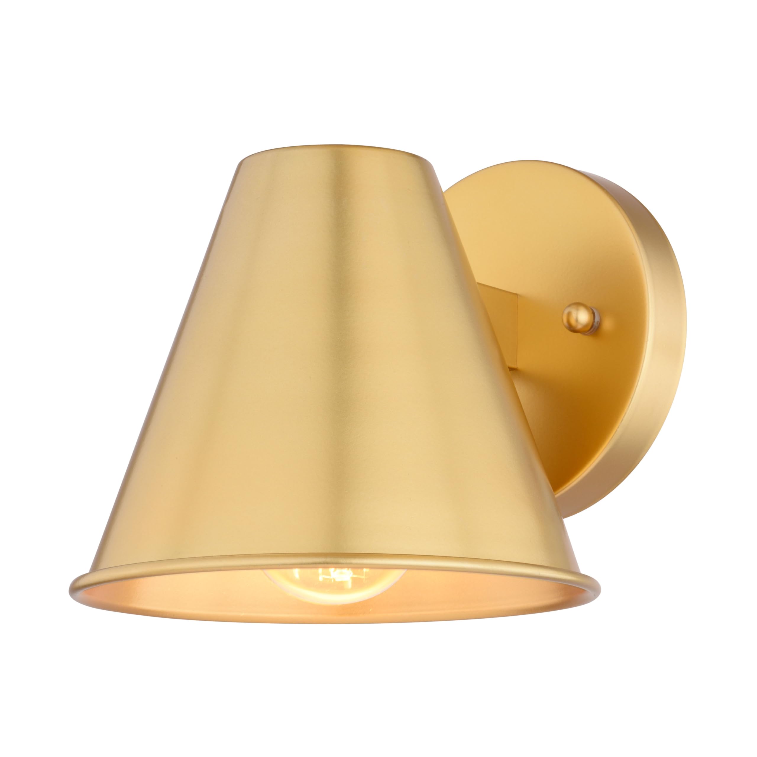 VAXCEL Smith 6.25 in. H 1-Light Gold Contemporary Outdoor Wall Sconce, Durable Steel Metal Cone Shade, LED Compatible, Dark Sky 