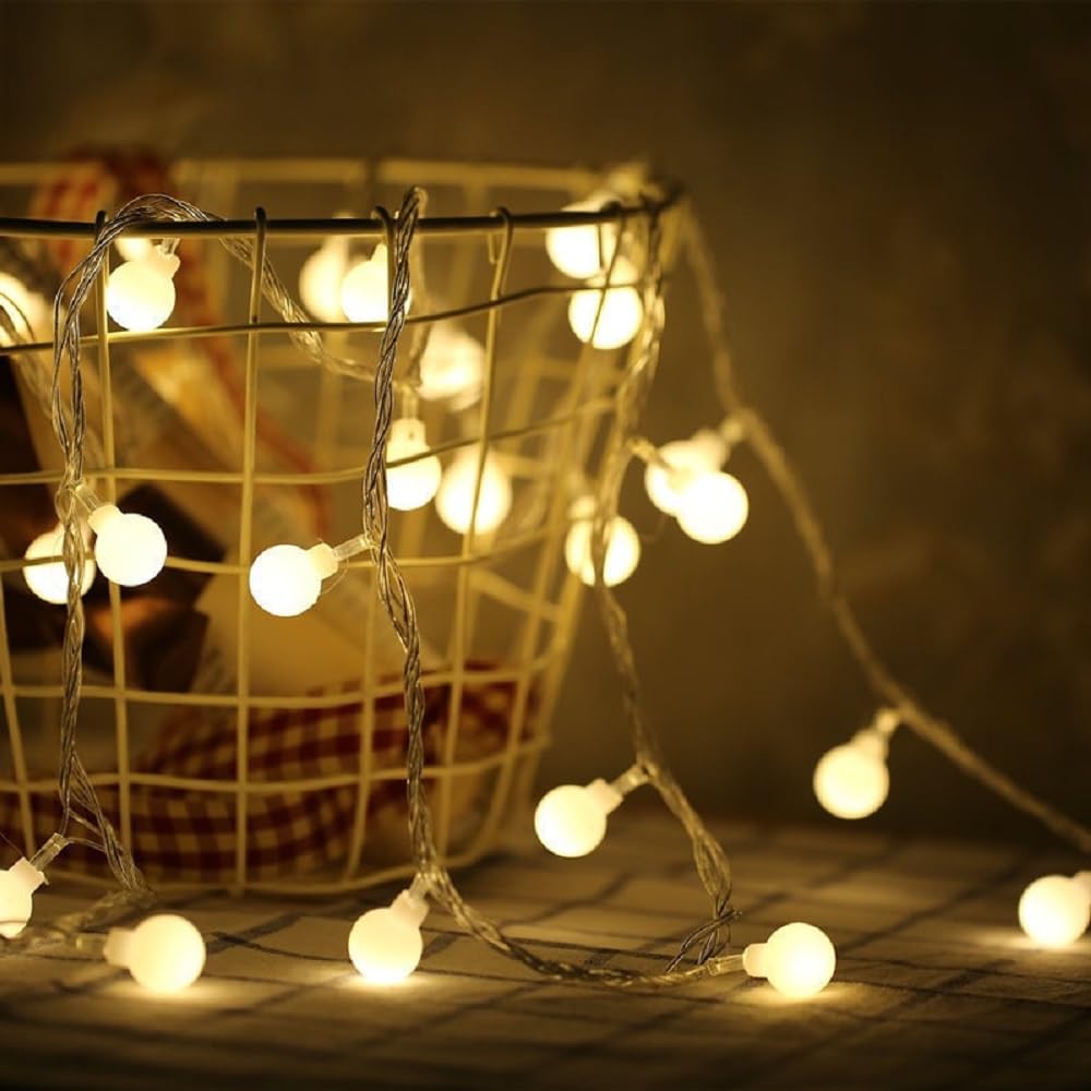 WFGGEH Globe String Lights, 10ft, 20 LED Warm White Fairy Lights for Birthday, Christmas, Wedding, Home Decoration, Model WLD0010