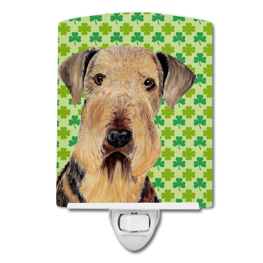 Carolines Treasures Ceramic Night Light Airedale Shamrock 6x4x3 Multicolor Model SC9293CNL UL-Certified