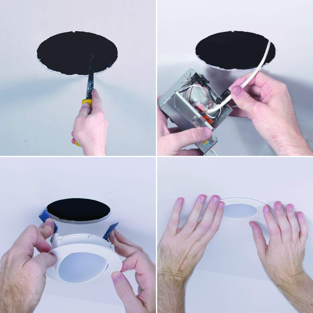 HALO HLA406VWFL9FS1EMWR 4" Color Selectable LED Gimbal Recessed Trim Light, White, Aluminum, Adjustable Beam