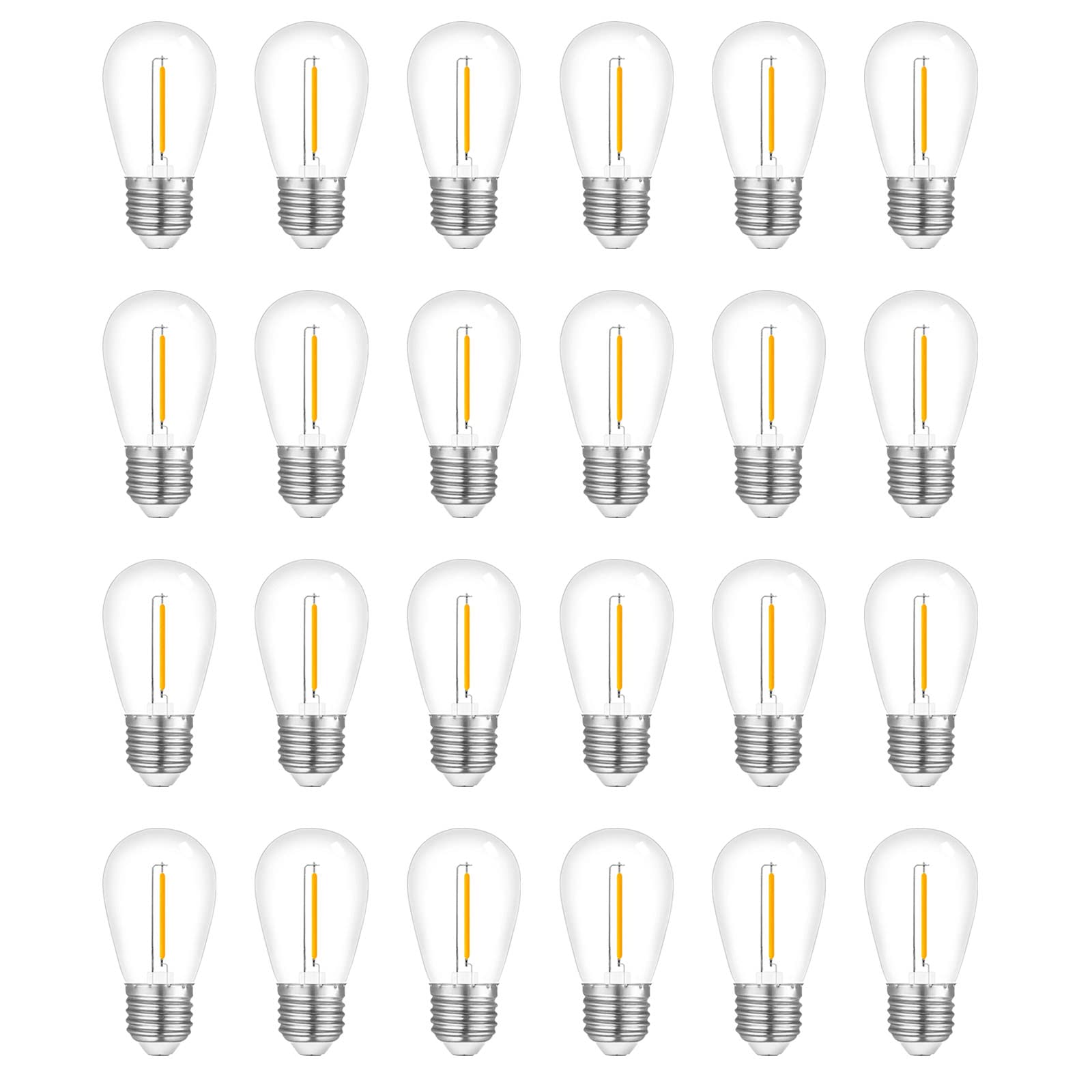 Visther 24-Pack String Light Bulbs, S14 Outdoor Waterproof Replacement Bulb, E26 Base Bulbs, 1W 120V, 2700K Warm White