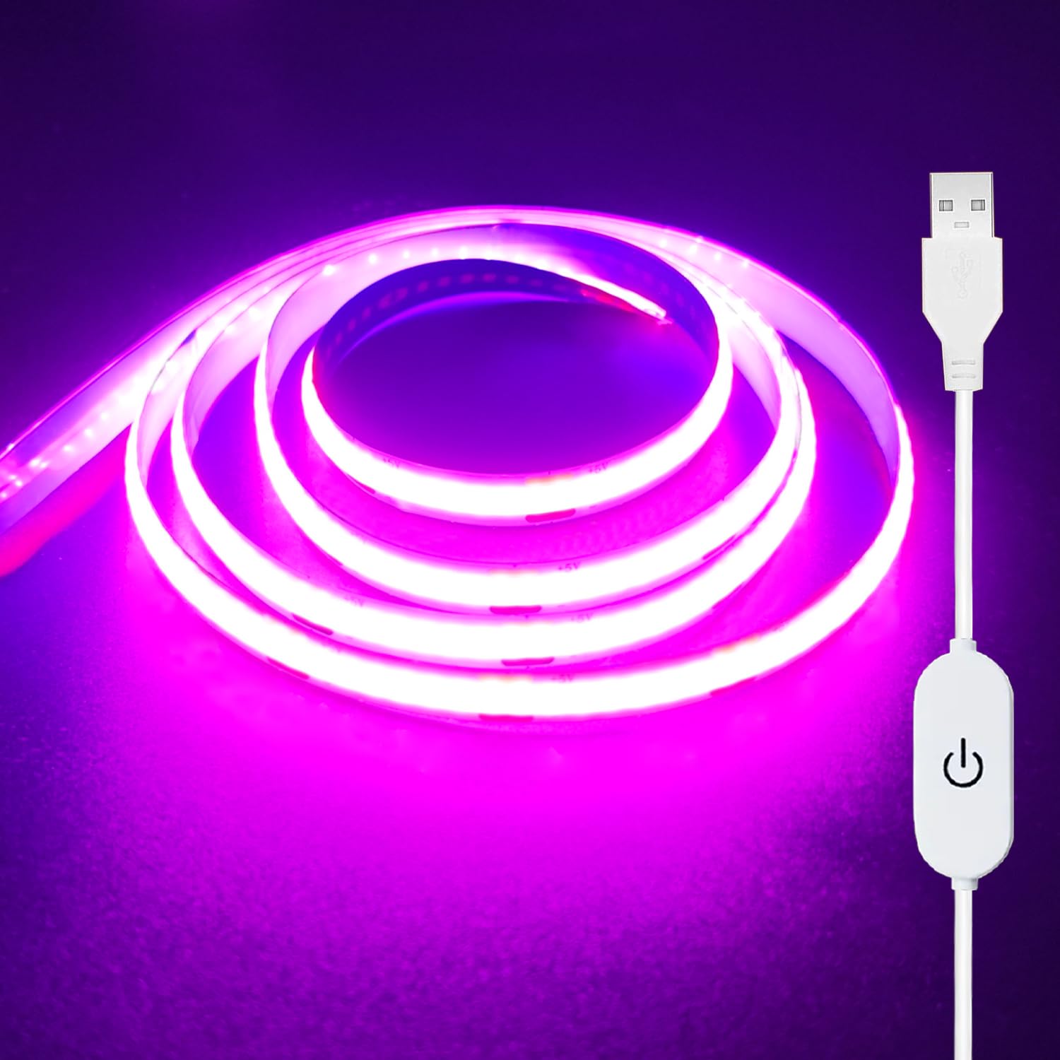 ZSLAIFU 5V USB LED Light Band  COB LED Band Lights  Pink 5V LED Lights  Small LED Band Light  TV Lights for TV Under Cabinet Kitchen Living Room Shelving or Displays (Pink  3.28ft)