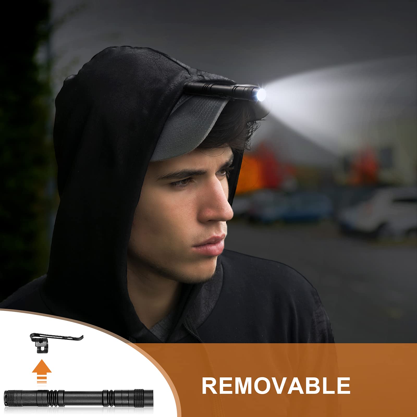 Honoson Mini Pen Light Flashlight, 10 Pieces, Aluminum, 5.2 Inches, Black, Pocket Size with Clip for Camping and Emergency Use