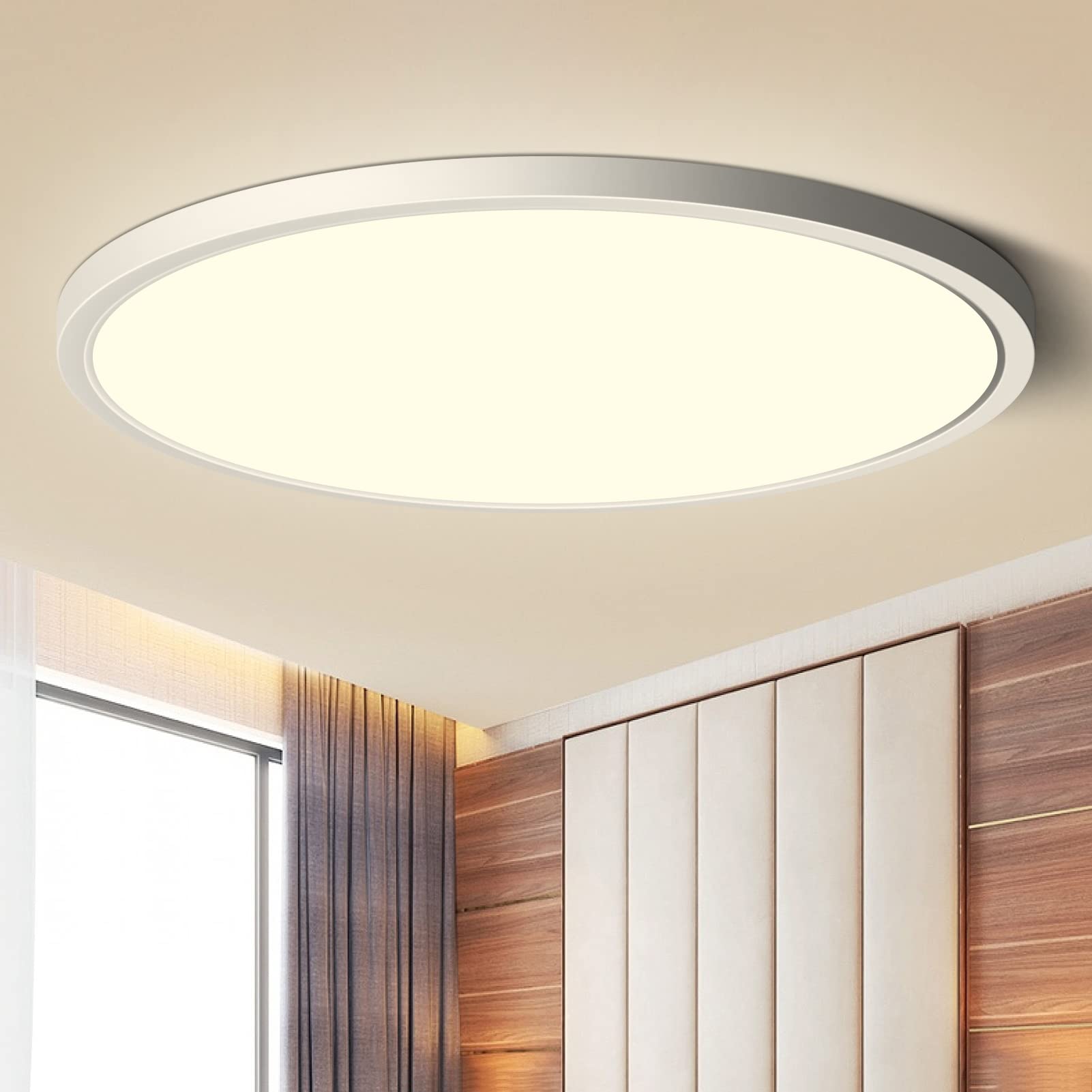 LED Ceiling Light Flush Mount  12inch 24W 2800K Warm White Ceiling Light  3200LM Round Light Fixtures Ceiling Mount  Flat Slim Ceiling Lights for Bedroom Kitchen Living Room Stairwell
