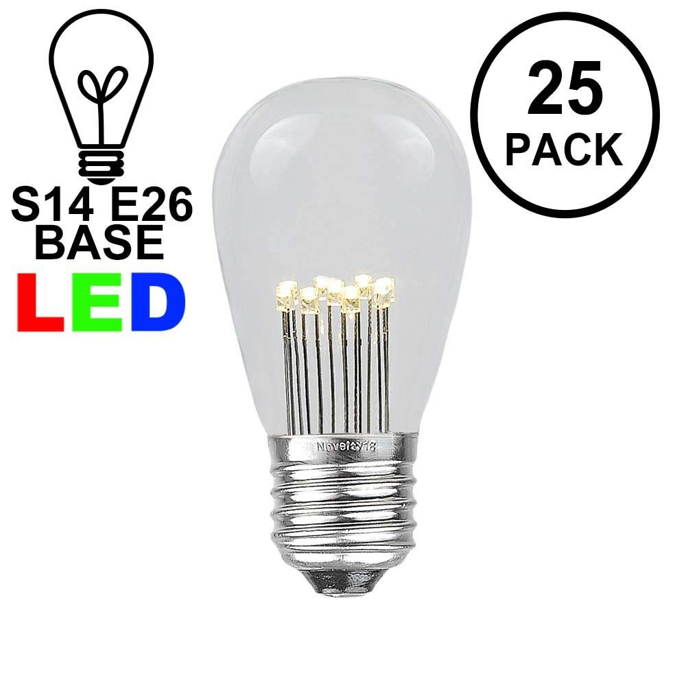 Novelty Lights 5 Pack Led S14 Outdoor Patio Edison Replacement Bulbs, Warm White, E26 Medium Base, 1 Watt